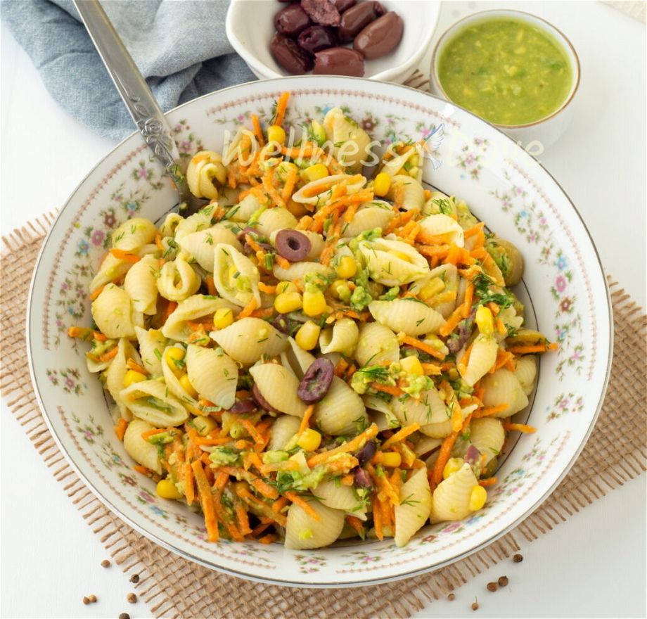 creamy,vegan,pasta salad,avocado