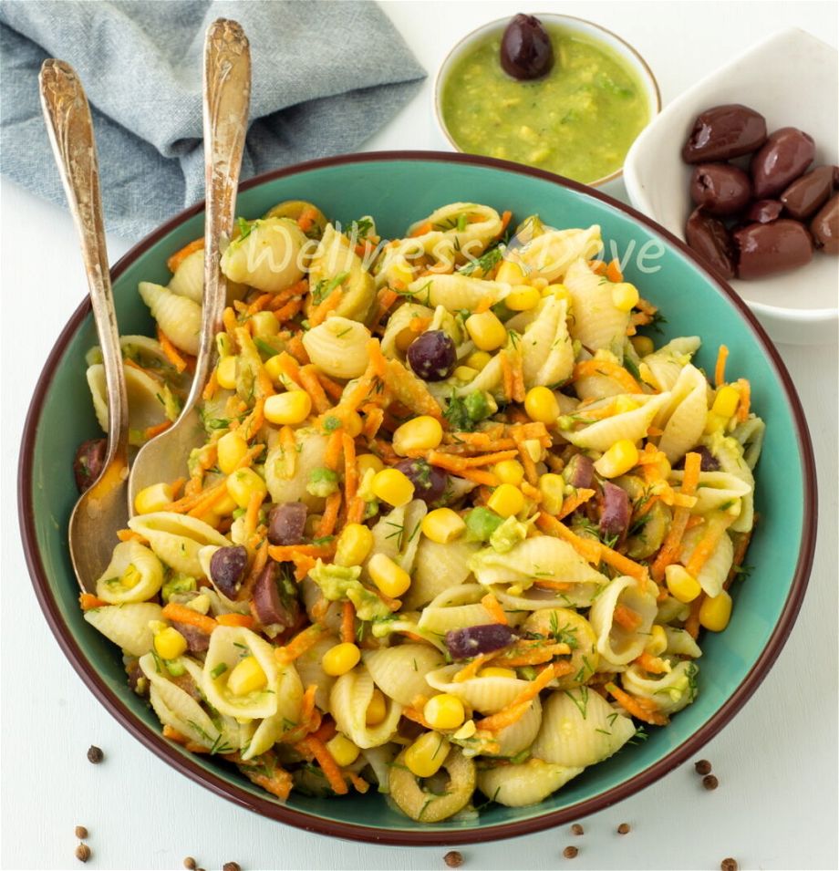 creamy,vegan,pasta salad,avocado