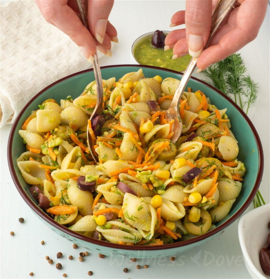 creamy,vegan,pasta salad,avocado