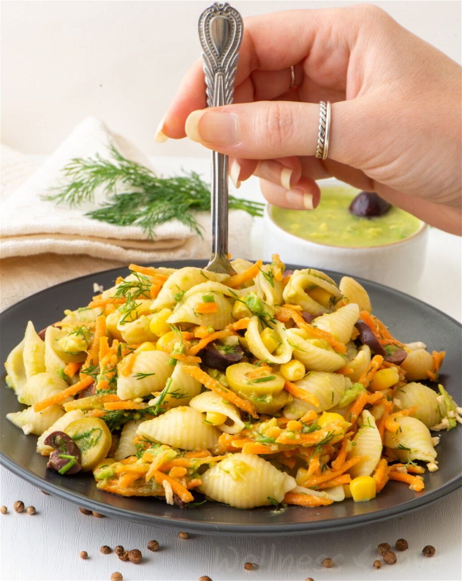 creamy,vegan,pasta salad,avocado