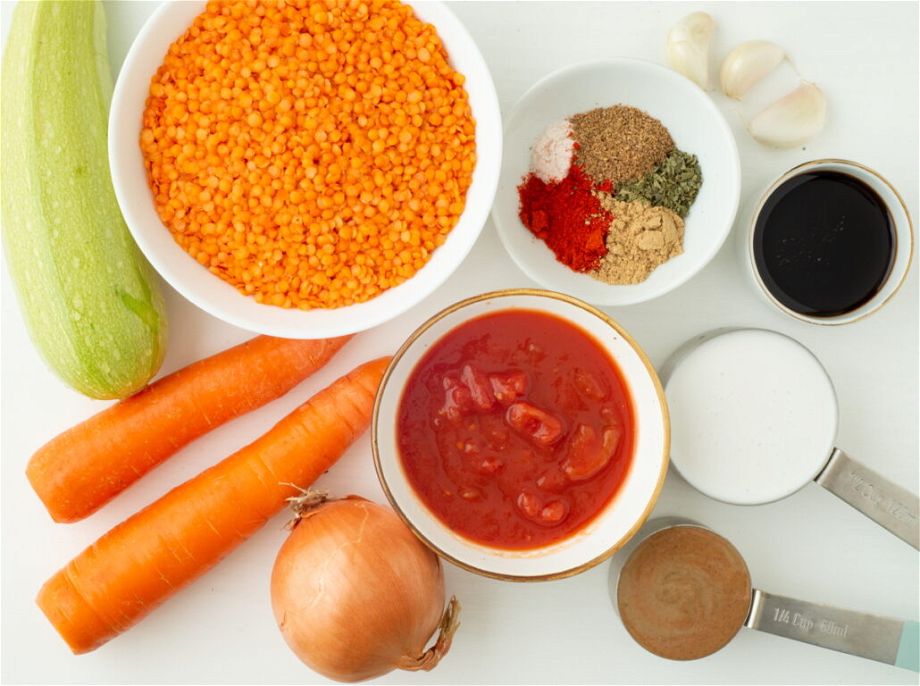 The ingredients of the vegan casserole