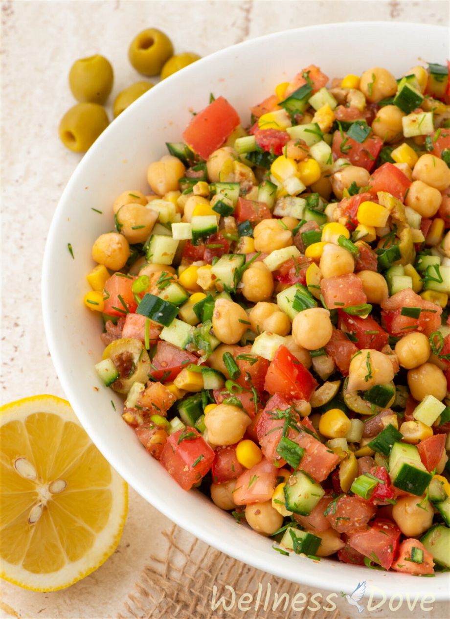 a closeup view of the vegan salad