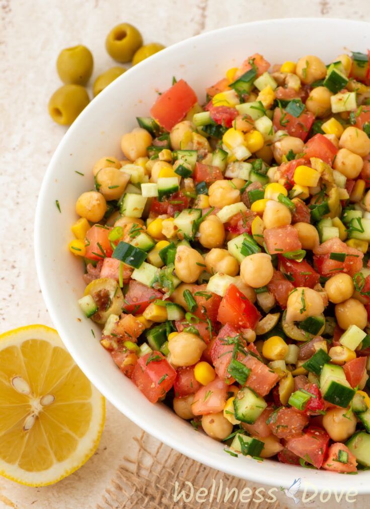 Chickpea Mediterranean Vegan Salad | WellnessDove