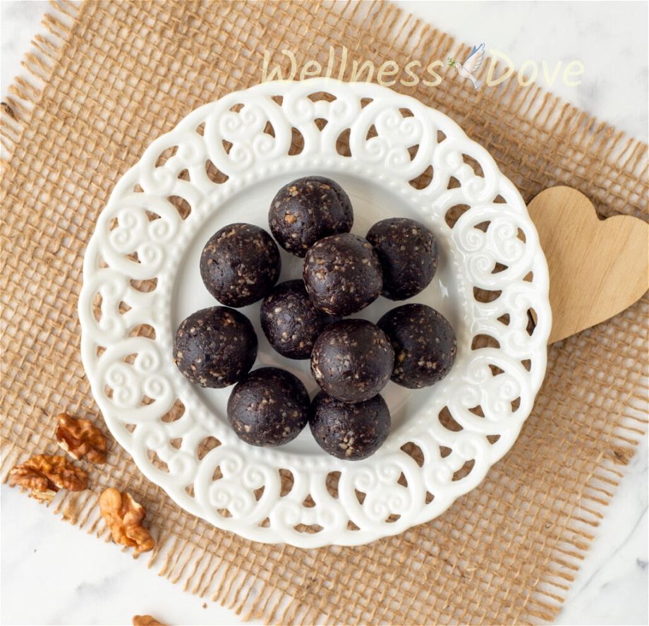 overhead view of The raw vegan brownie balls 