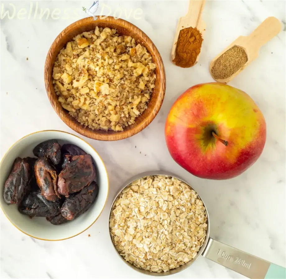 The ingredients for the Apple Oatmeal Vegan Breakfast Cookies.