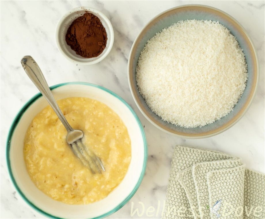 the ingredients for the easy 3 ingredient vegan coconut cookies