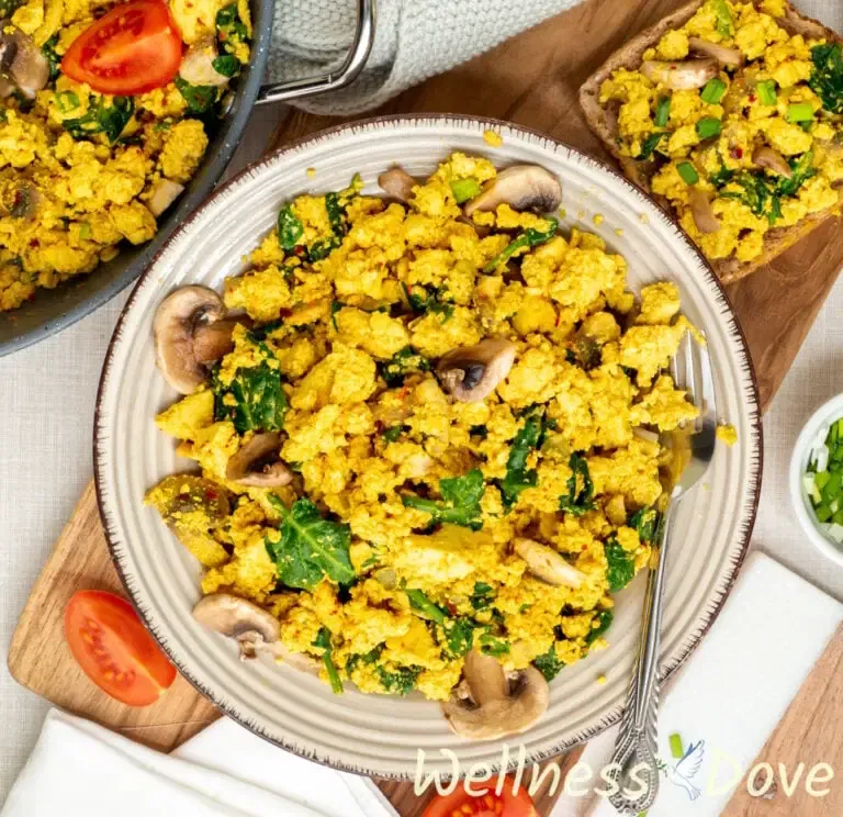 Vegan Tofu & Spinach Egg Scramble | WellnessDove