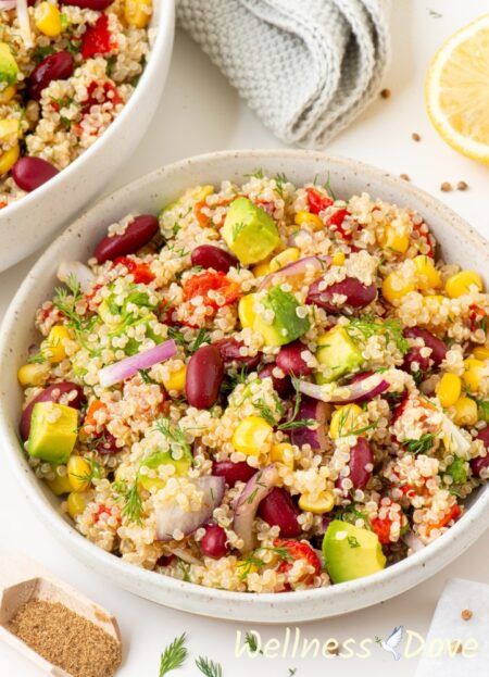 Avocado Quinoa Salad with Roasted Peppers | Vegan + Oil-free