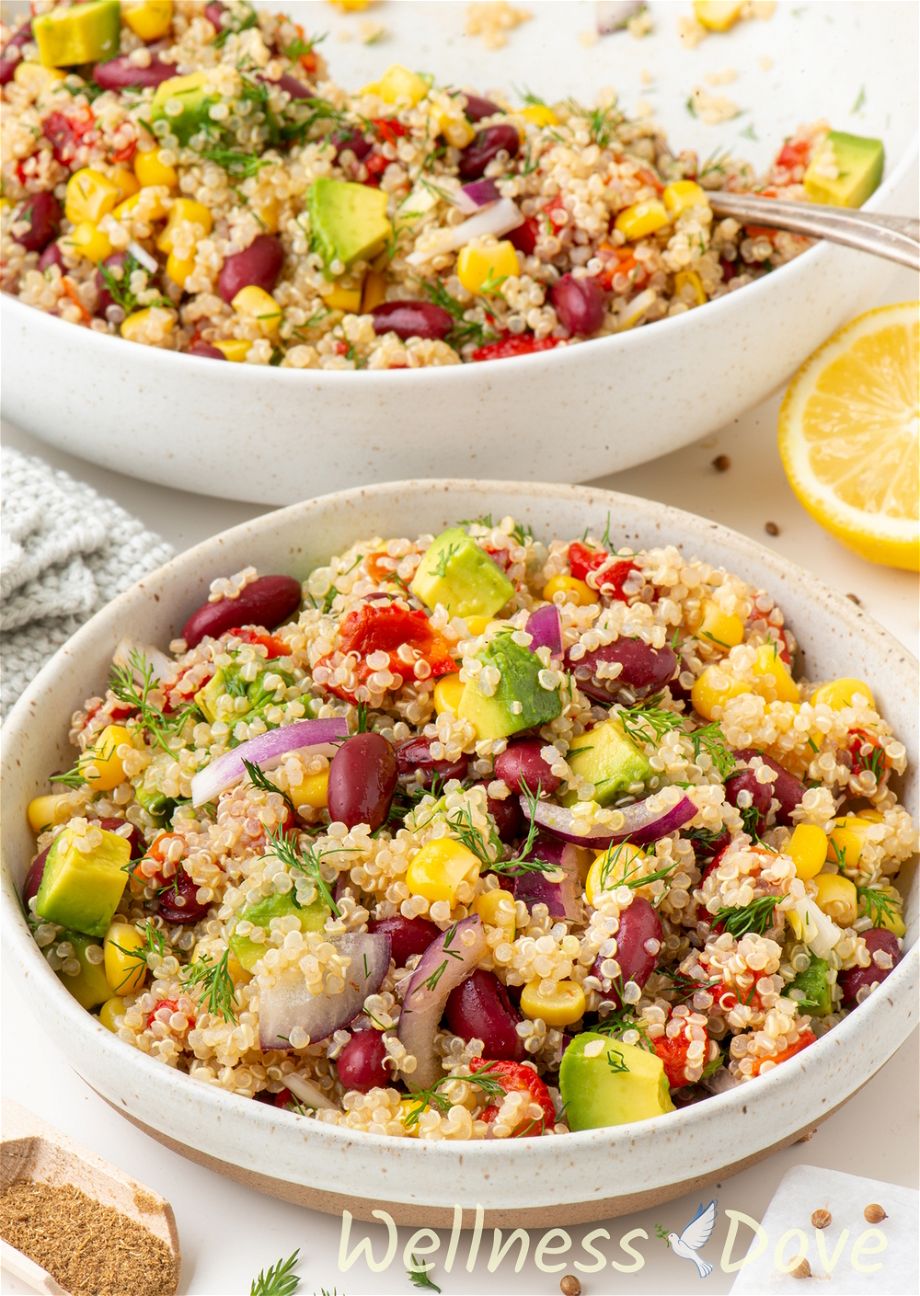 Avocado Quinoa Salad with Roasted Peppers | Vegan + Oil-free