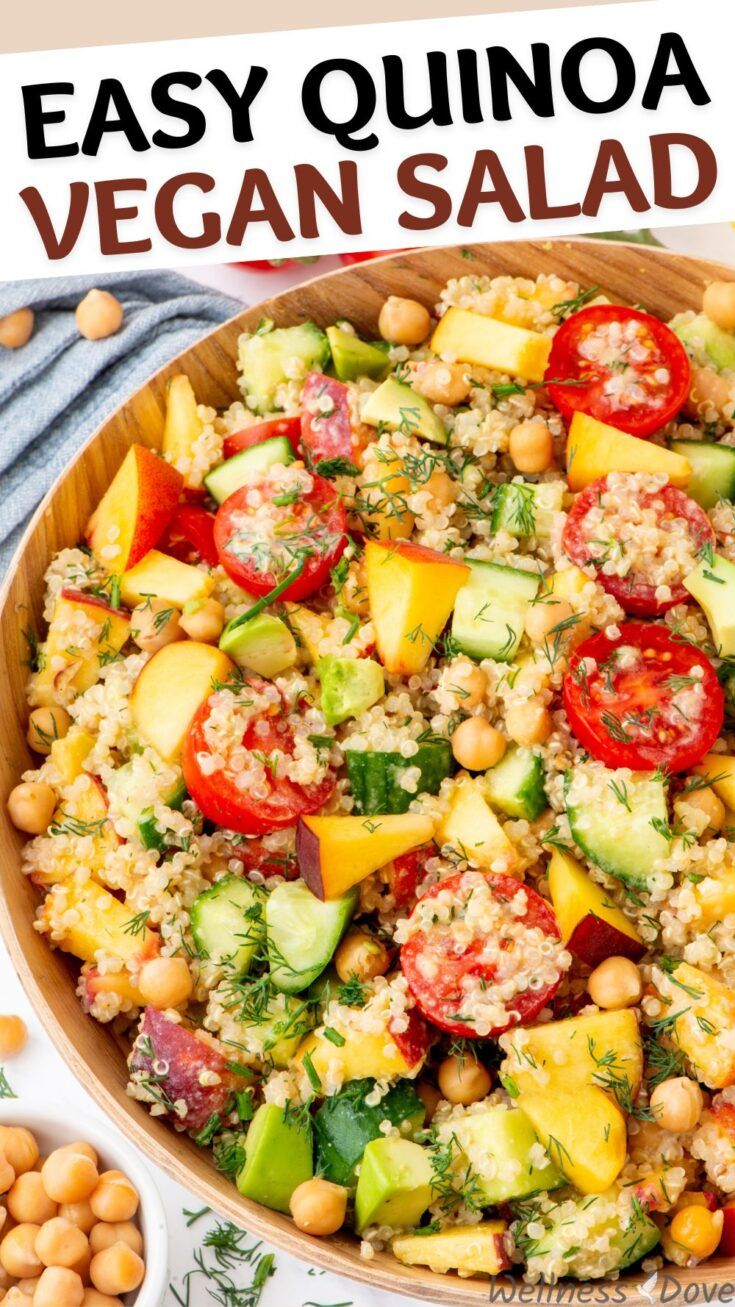Chickpea Quinoa Vegan Salad with Peaches | WellnessDove