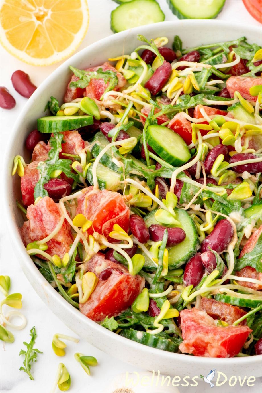 a photo of the salad in a bowl