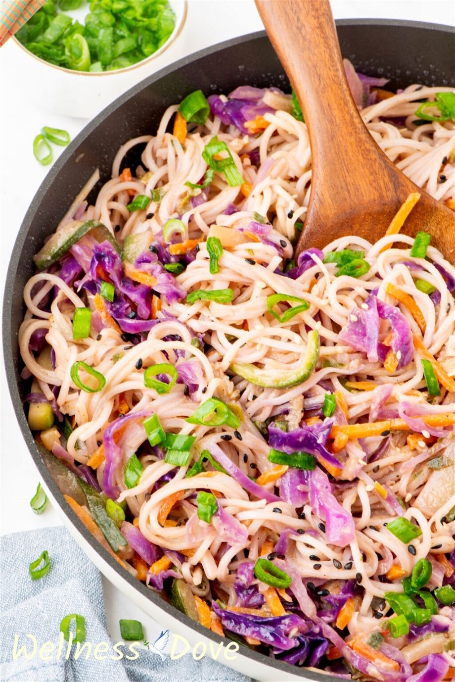 close up view of the Quick and Easy Vegan Stir Fry Noodles in a pan