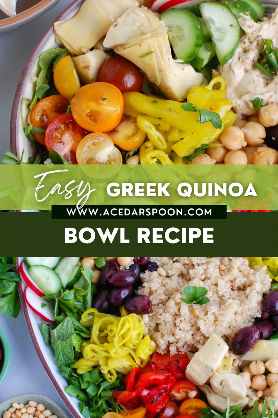 Greek Quinoa Bowl Recipe - A Cedar Spoon - www.acedarspoon.com