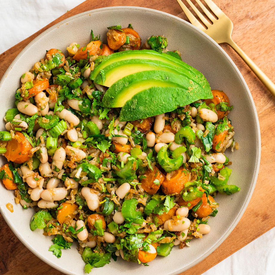 Vegan Crispy Rice and White Bean Salad